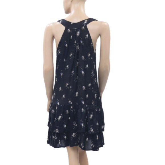 River Island Embroidered Printed Mini Dress Black Ruffle Tiered S New - Picture 2 of 4
